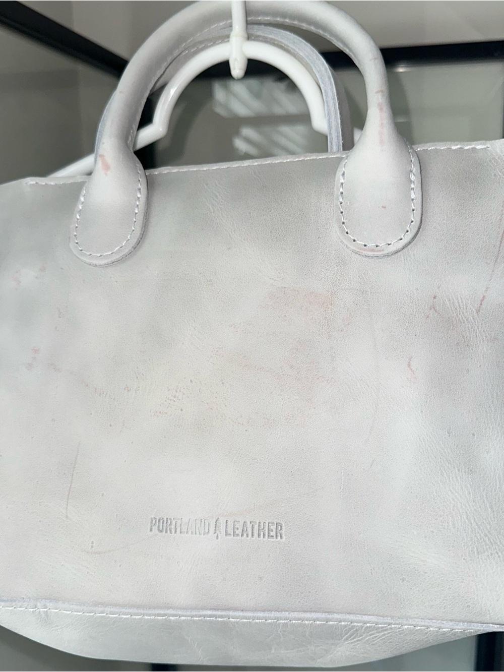 Portland Leather Light Gray Leather Tote